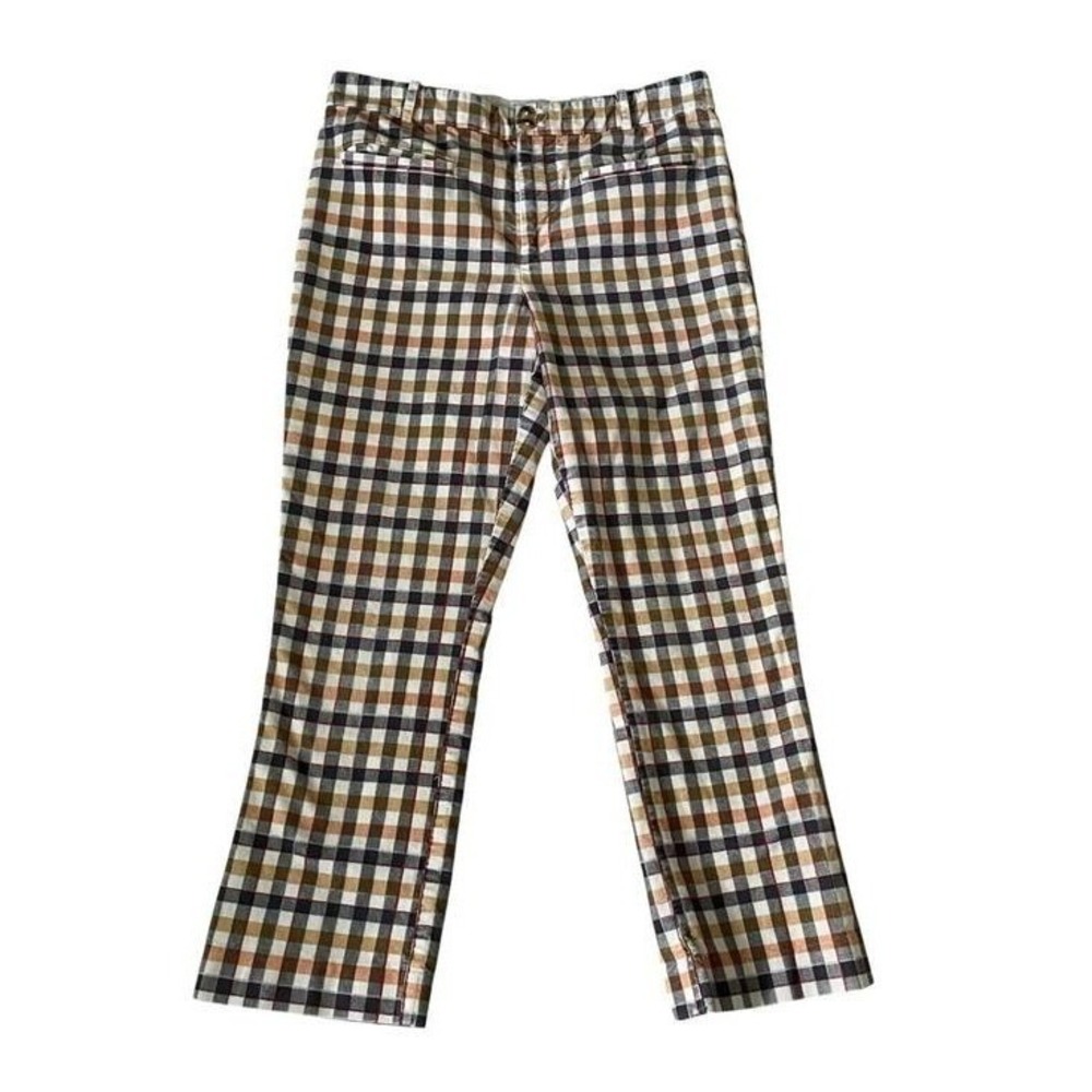 Anthropologie Plaid Gingham Corduroy Skinny Kick Flare Pants Sz 10